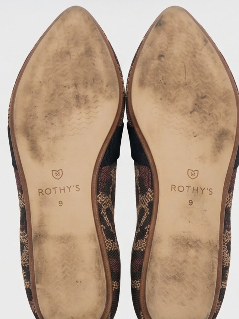 Rothy's pointed toe leopard Mary Jane flats with tie size 9 - Picture 2 of 4
